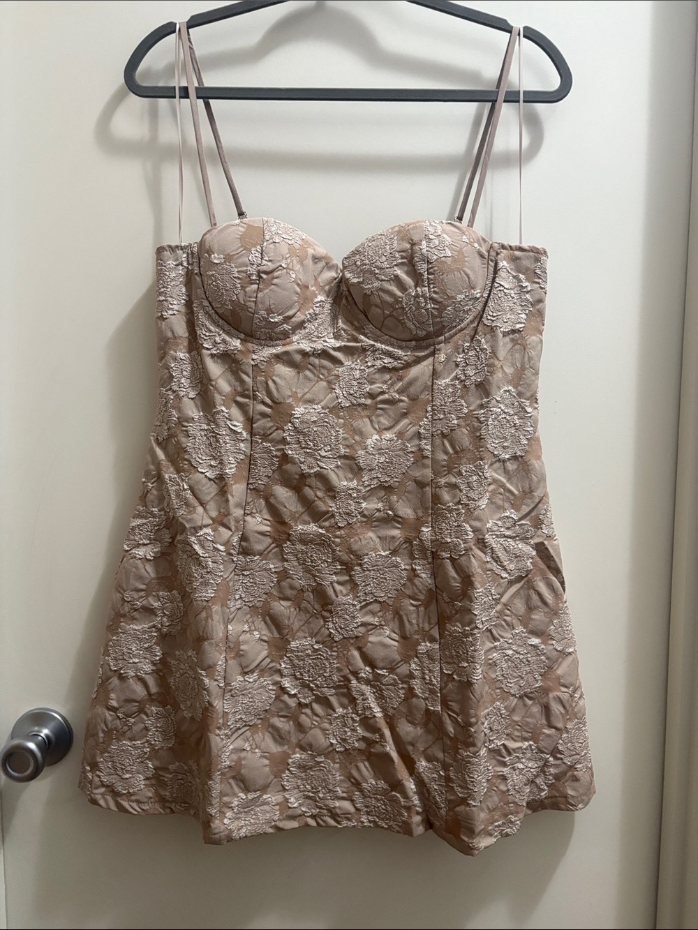 Floral Lace Bustier Chemise in Nude Blush